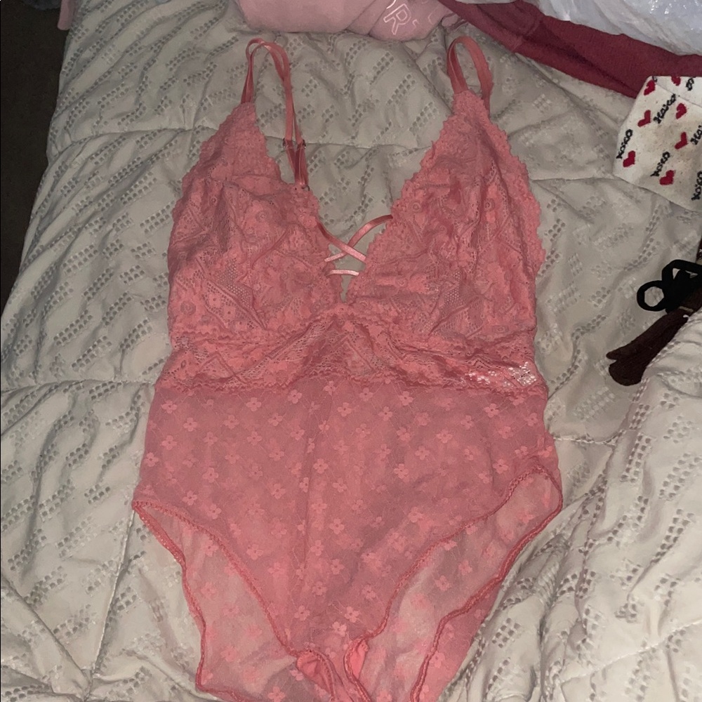 Aerie Pink Lace Bodysuit